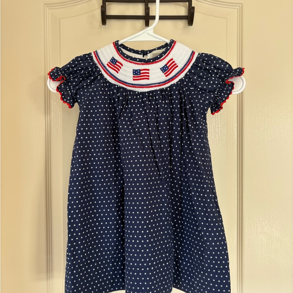 Lil Cactus 2T American Flag Smocked Dress